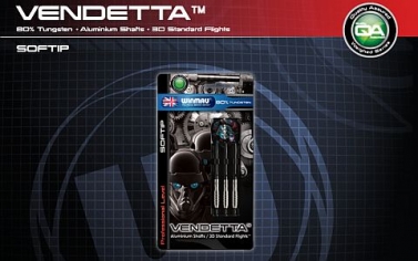 <b>Cuerpo: 80 % TUNGSTENO<br /> Flechas: ALUMINIO<br /> Aletas: 3D STANDARD<br />CON ESTUCHE </b>